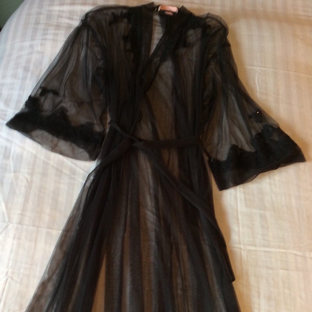 VICTORIA’S SECRET BLACK SEE-THROUGH LONG ROBE